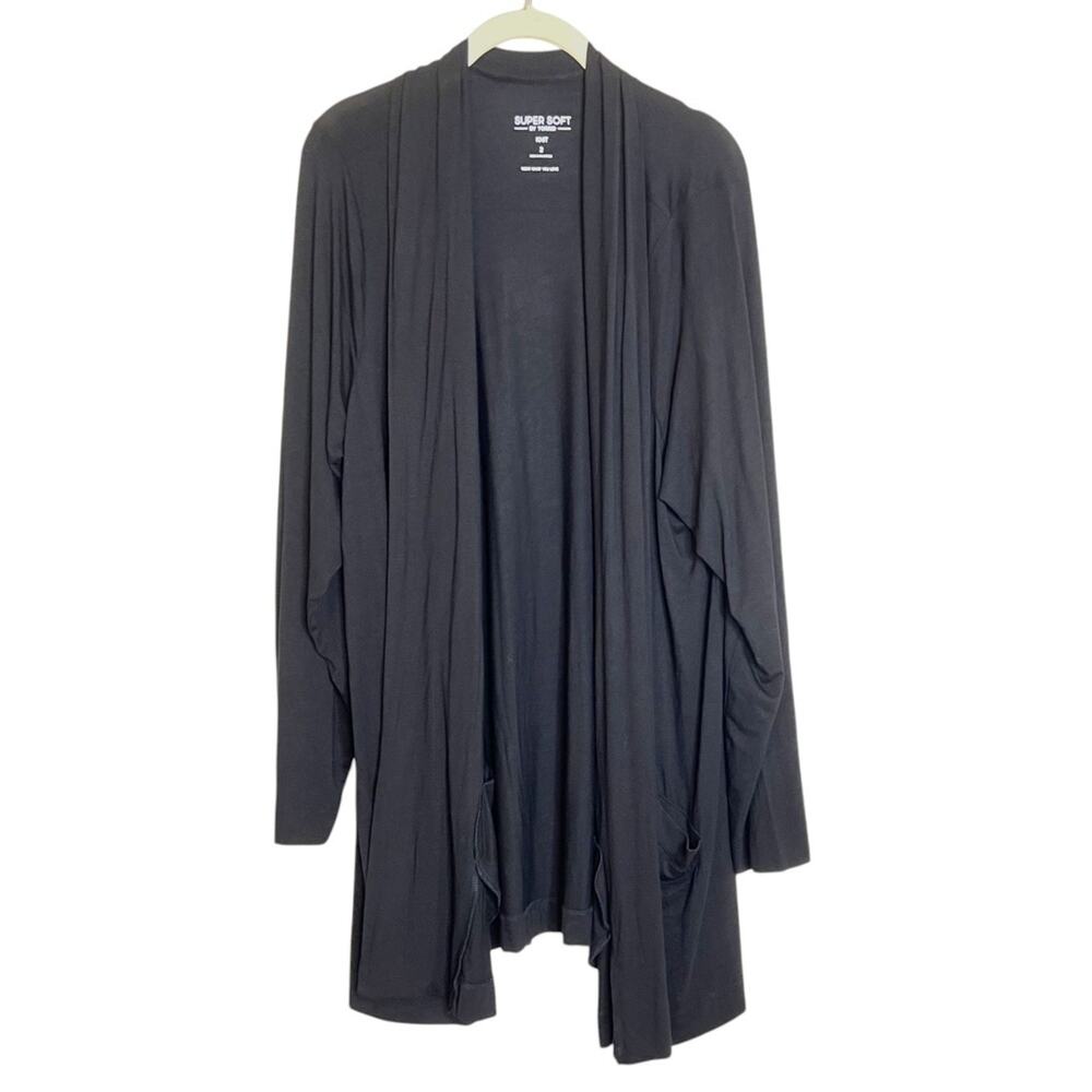 Torrid Super Soft Open Front Cardigan Size 2 Black Long Sleeve Pockets